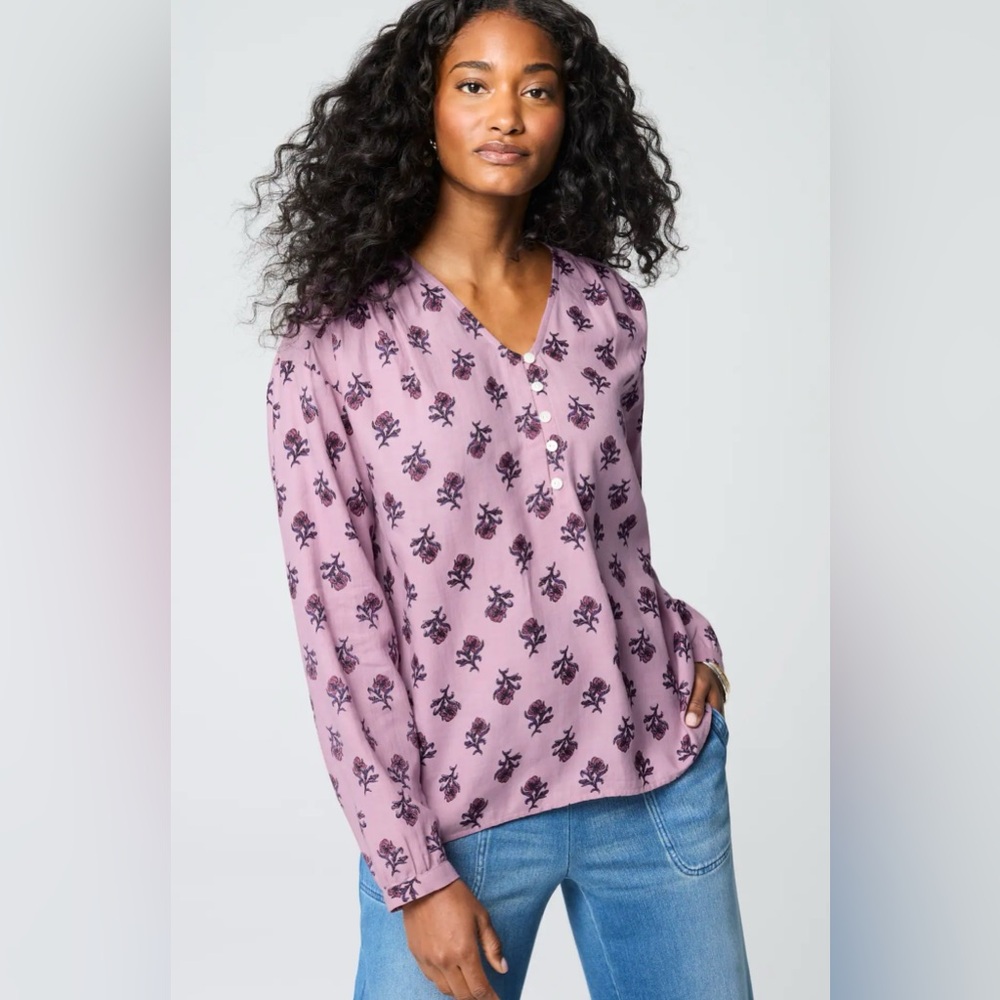 NWT Pure J. Jill Pure Jill Organically Grown Cotton Block-Print Top